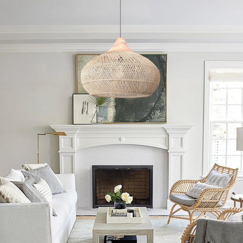 Wabi-sabi Retro Woven Chandelier Rattan Pendant Light
