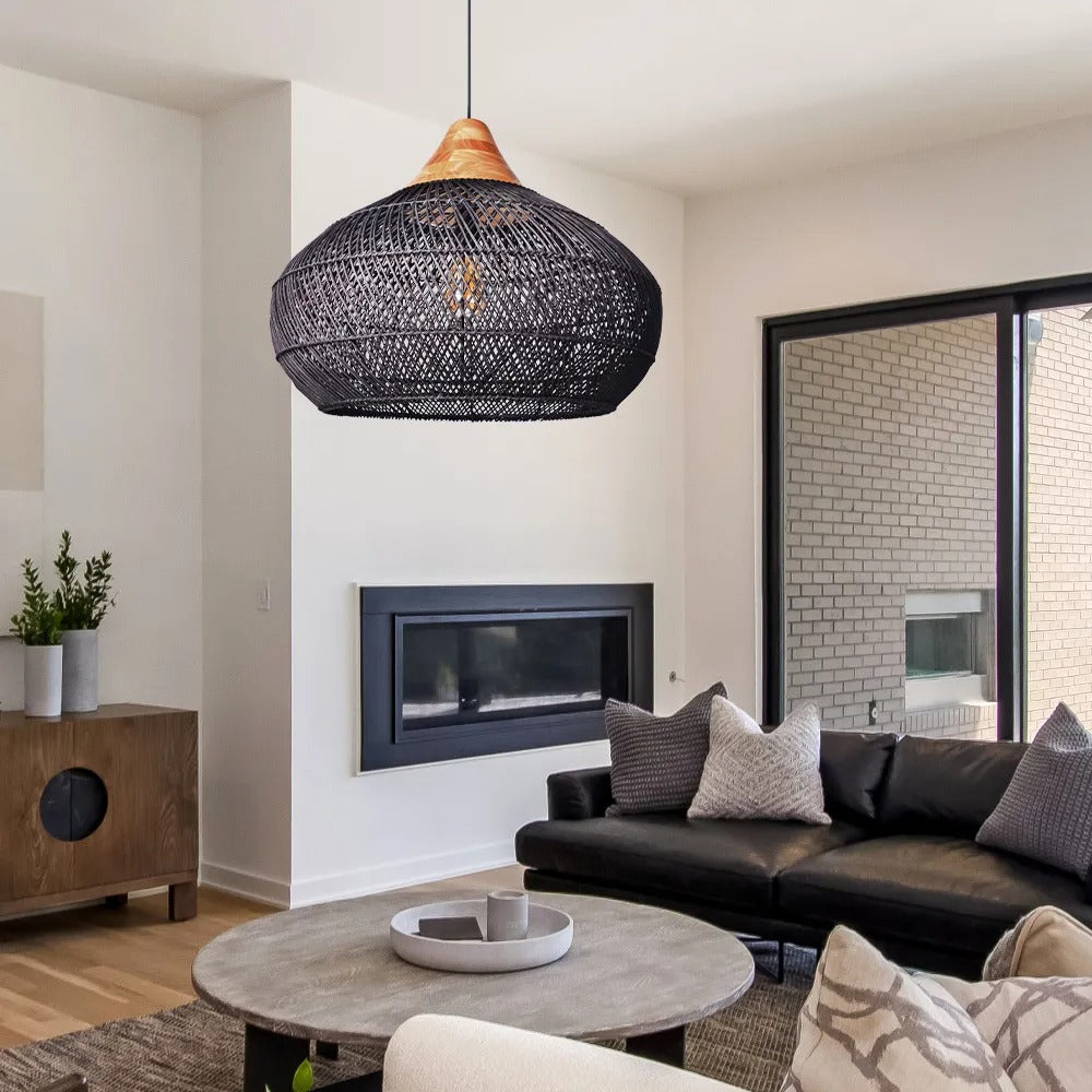Wabi-sabi Retro Woven Chandelier Rattan Pendant Light