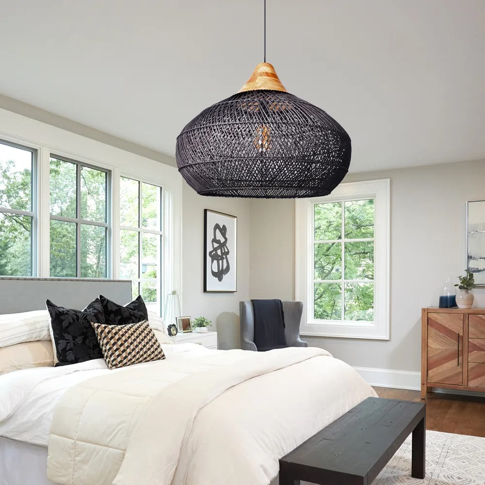 Wabi-sabi Retro Woven Chandelier Rattan Pendant Light
