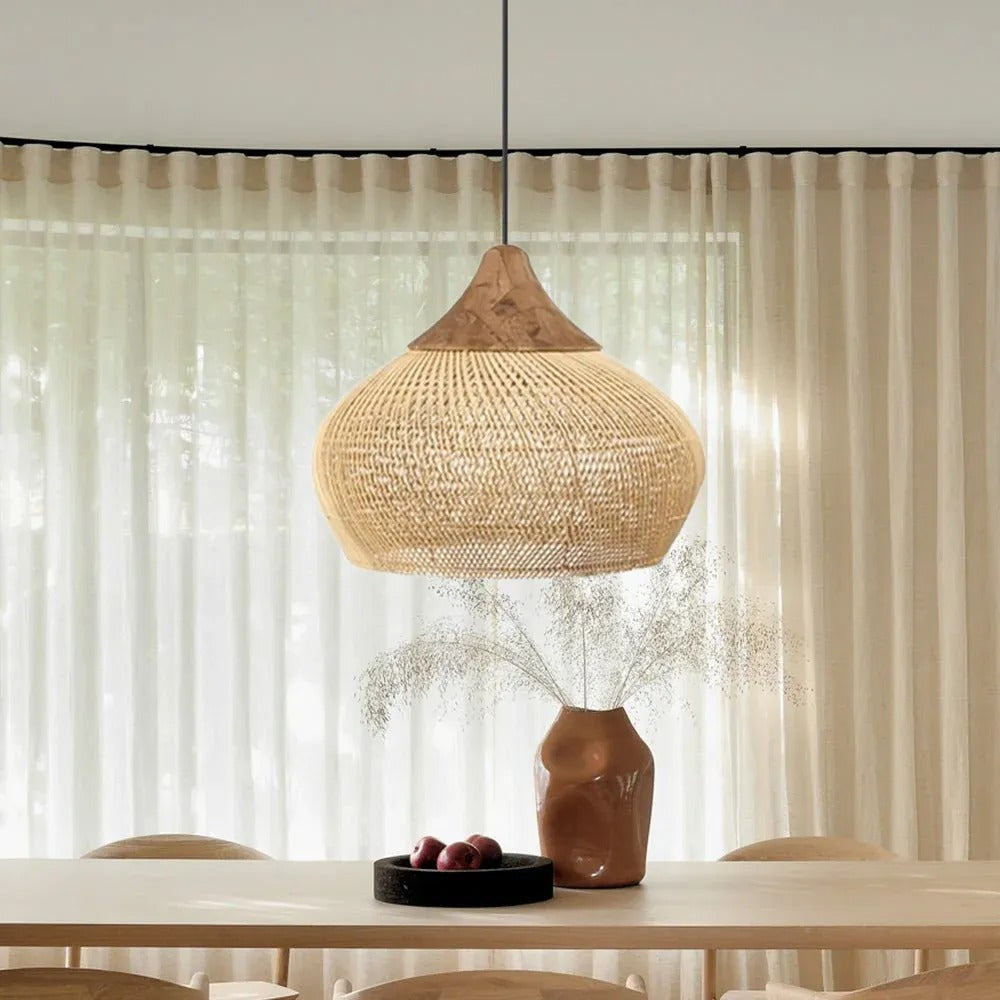 Wabi-sabi Retro Woven Chandelier Rattan Pendant Light