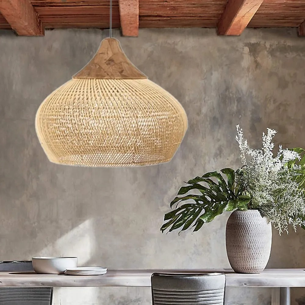Wabi-sabi Retro Woven Chandelier Rattan Pendant Light