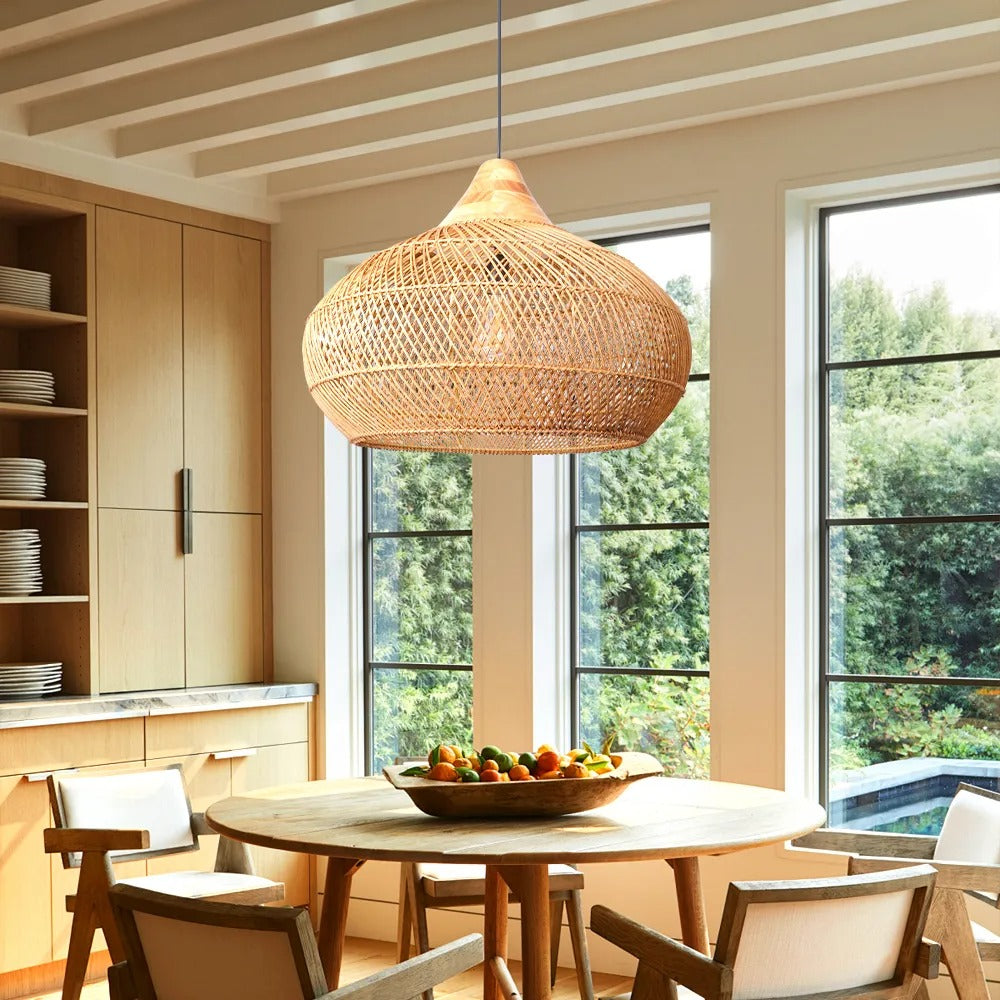 Wabi-sabi Retro Woven Chandelier Rattan Pendant Light