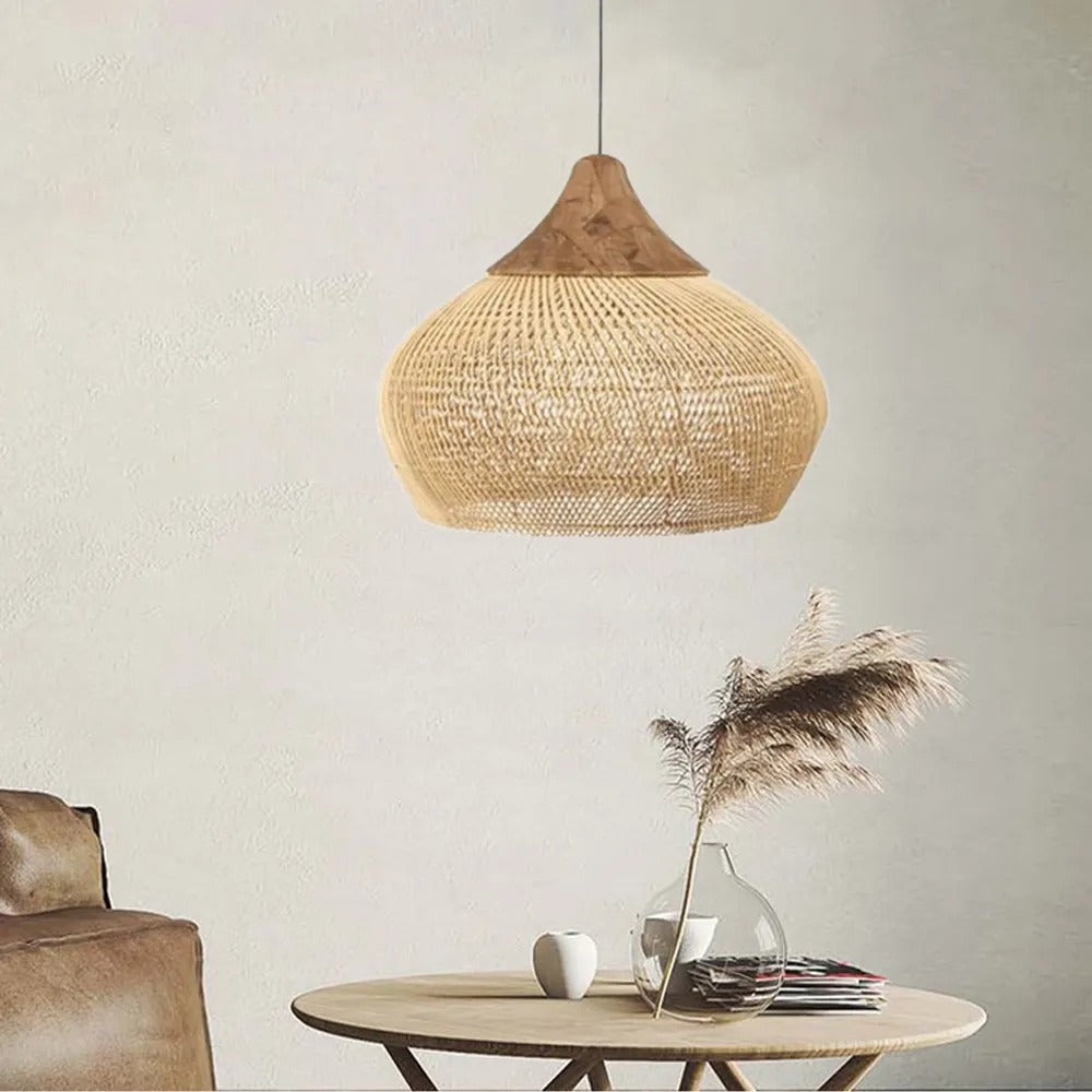 Wabi-sabi Retro Woven Chandelier Rattan Pendant Light
