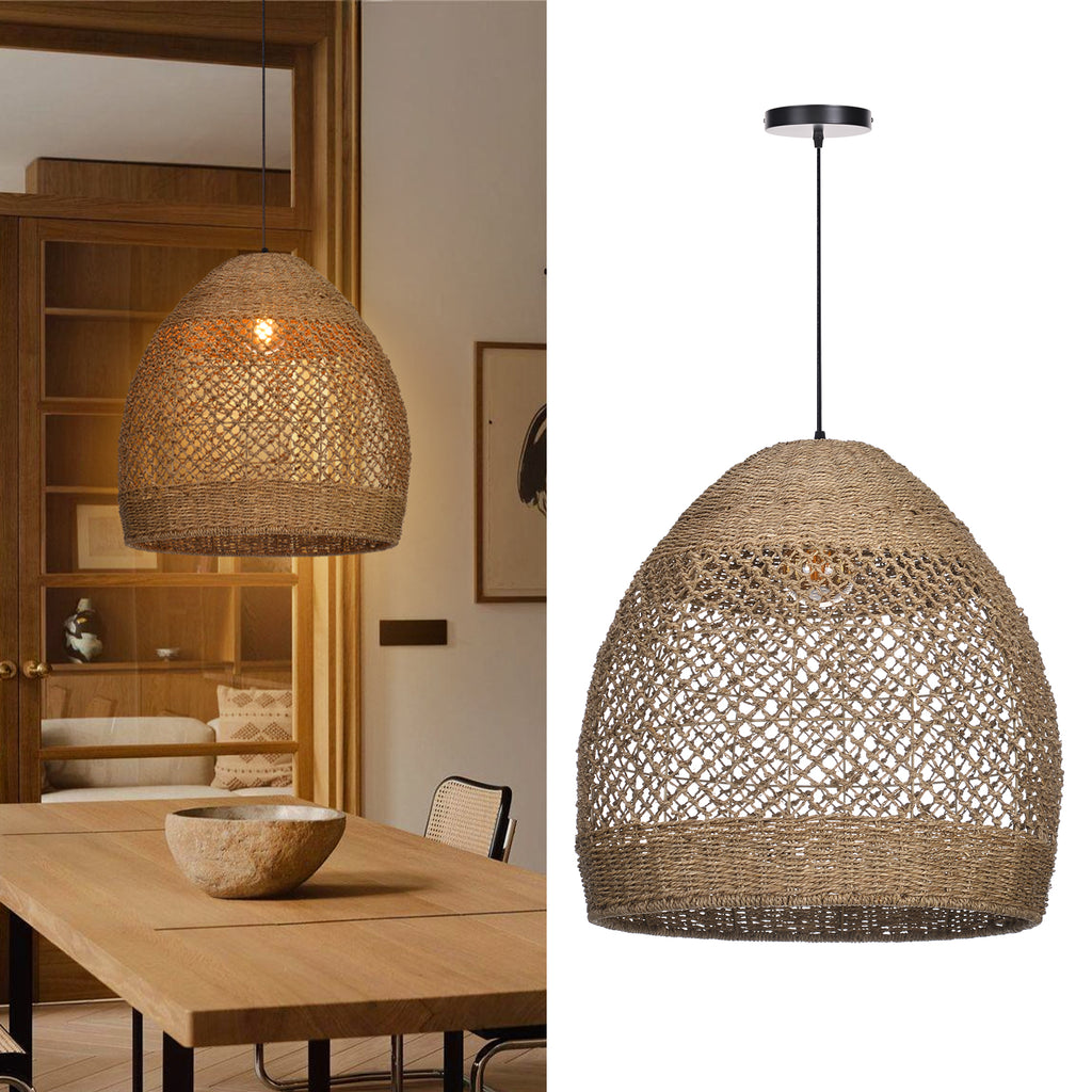 Wabi-sabi Seagrass Pendant Rattan Hanging Light For Kitchen