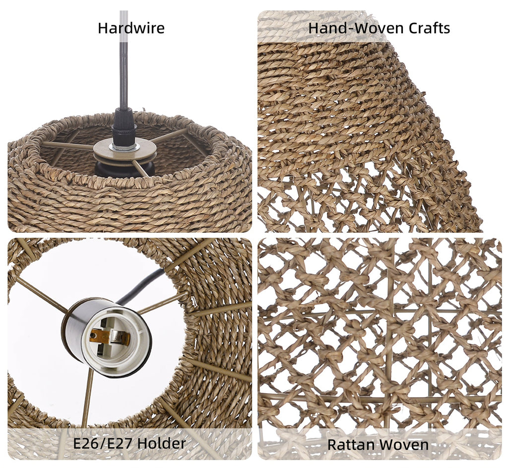 Wabi-sabi Seagrass Pendant Rattan Hanging Light For Kitchen