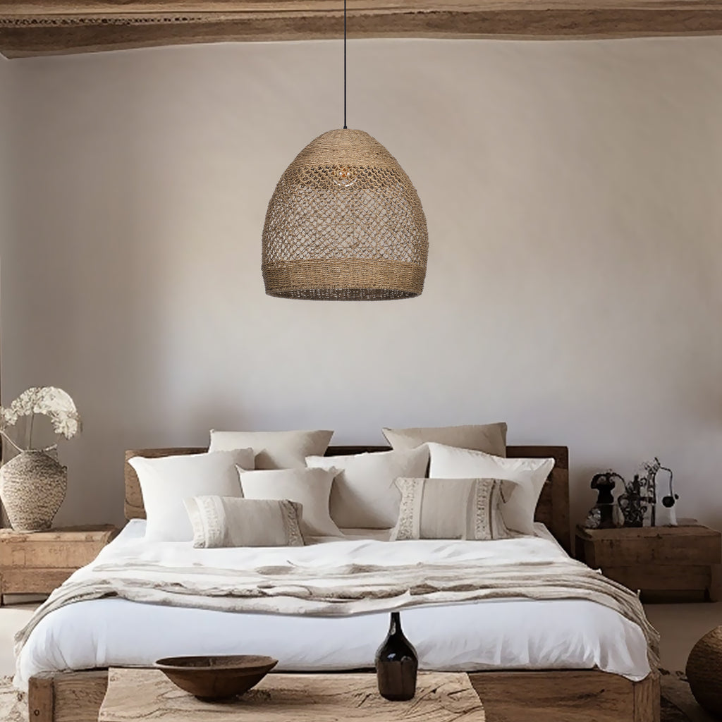 Wabi-sabi Seagrass Pendant Rattan Hanging Light For Kitchen