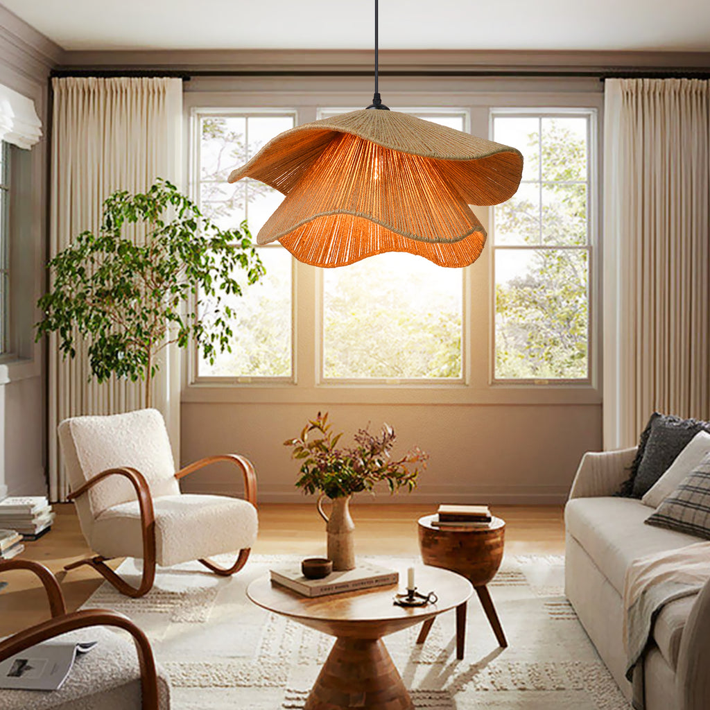 Wabi-sabi Double Tier Hemp Rope Pendant Light