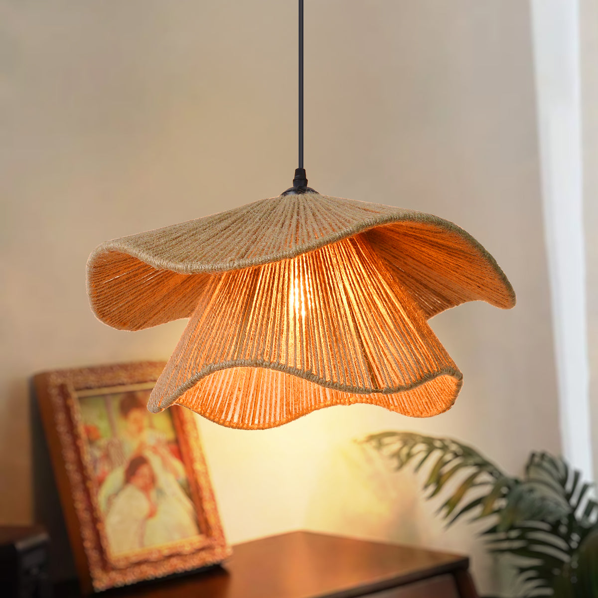 Wabi-sabi Double Tier Hemp Rope Pendant Light