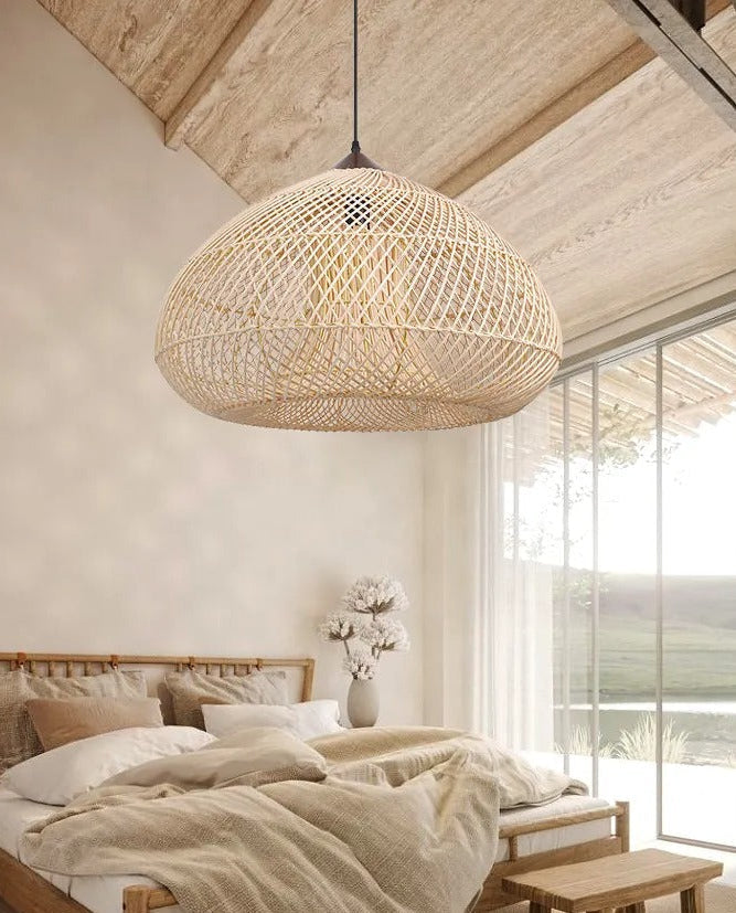 Wabi Sabi Retro Dining Room Chandelier Rattan Pendant Light