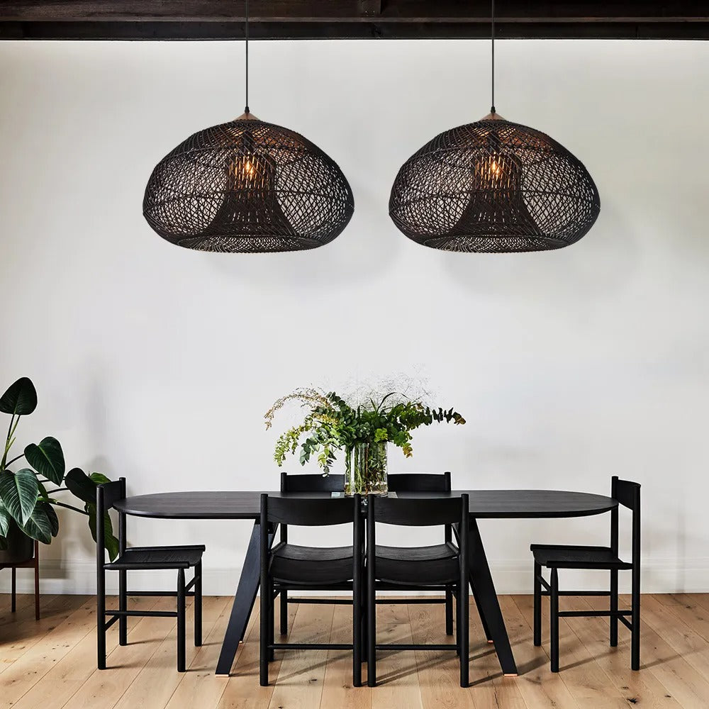Wabi Sabi Retro Dining Room Chandelier Rattan Pendant Light