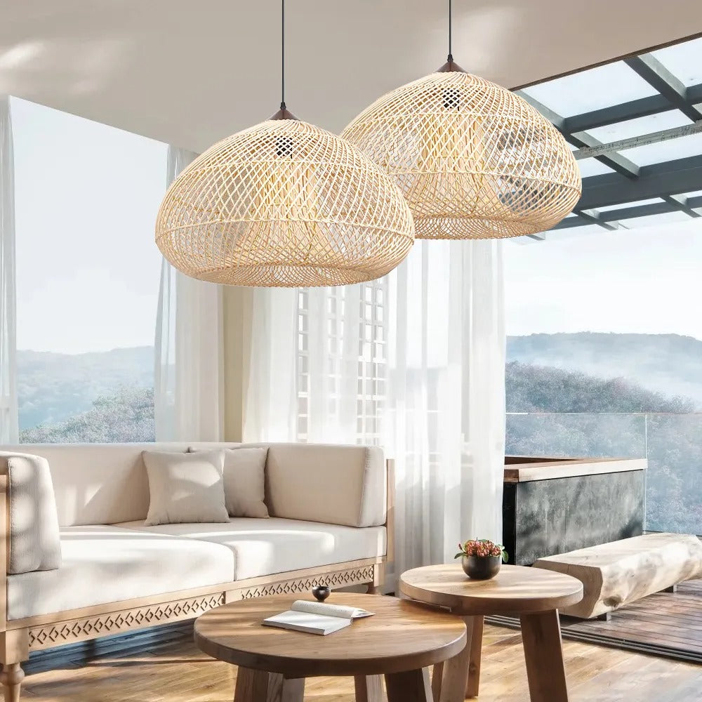 Wabi Sabi Retro Dining Room Chandelier Rattan Pendant Light