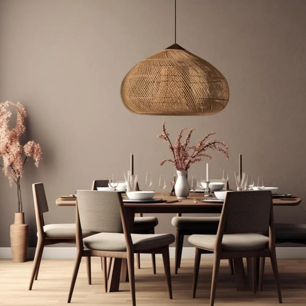 Wabi Sabi Retro Dining Room Chandelier Rattan Pendant Light