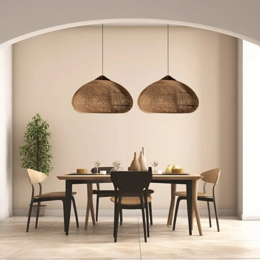 Wabi Sabi Retro Dining Room Chandelier Rattan Pendant Light