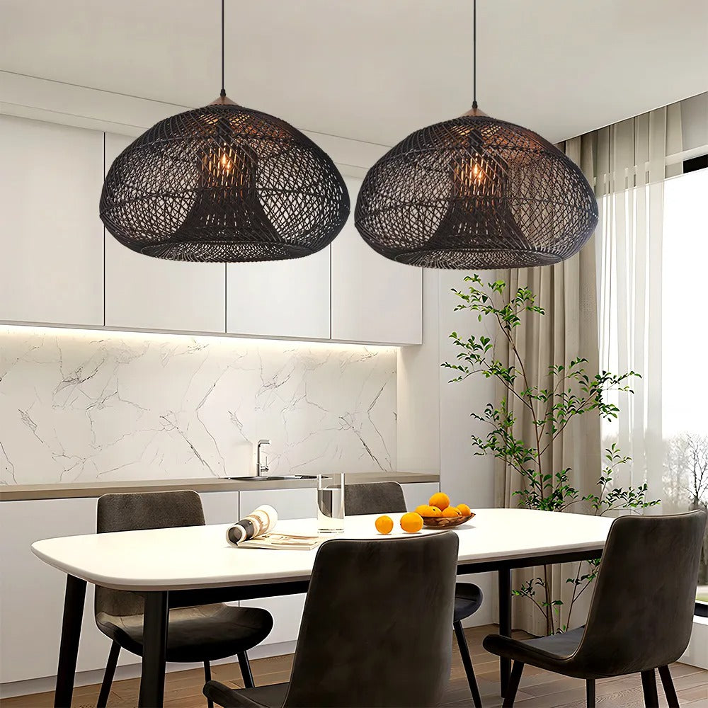 Wabi Sabi Retro Dining Room Chandelier Rattan Pendant Light