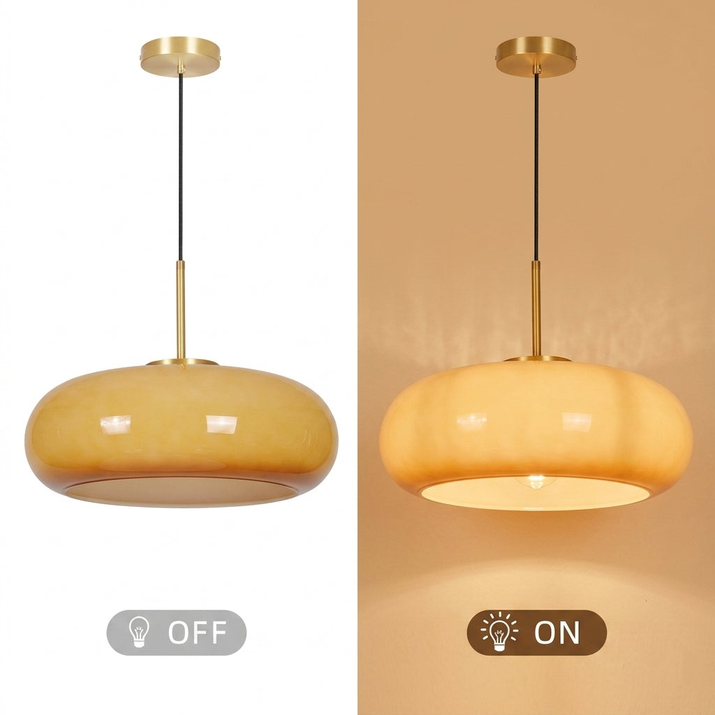 Nordic Yellow Glass Pendant Light Modern Kitchen Island Chandelier