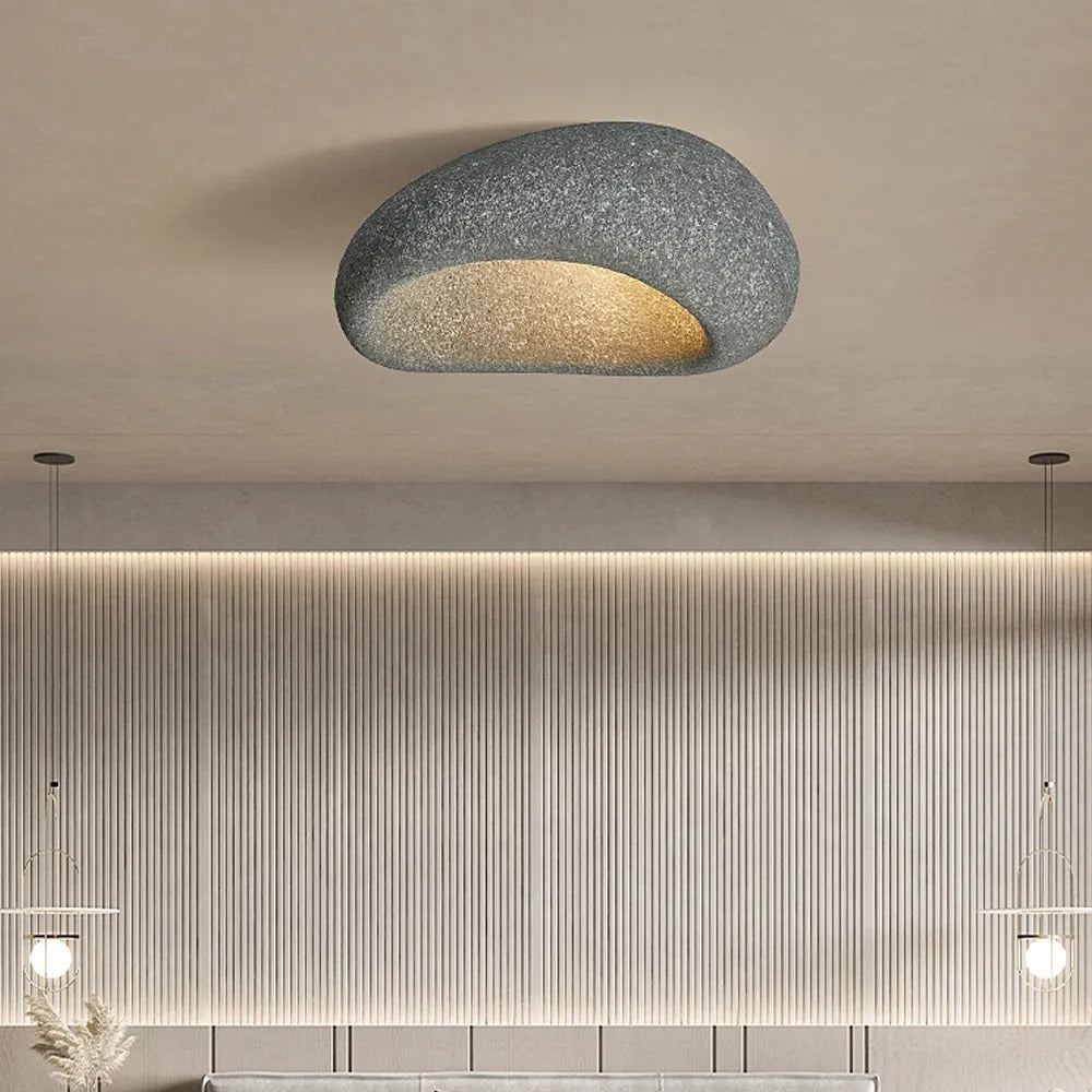 Wabi-Sabi Resin Ceiling Lamp for Japandi Bedroom Lighting