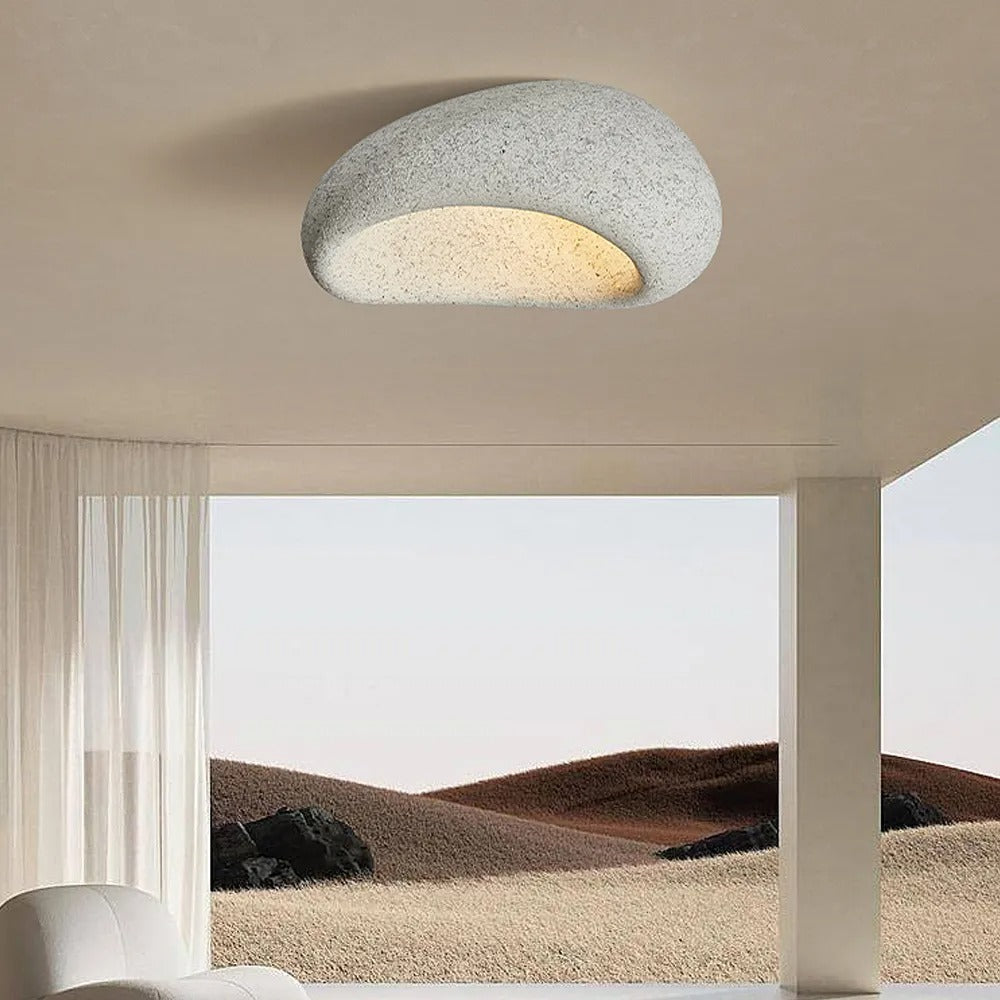Wabi-Sabi Resin Ceiling Lamp for Japandi Bedroom Lighting