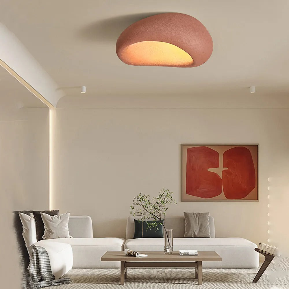 Wabi-Sabi Resin Ceiling Lamp for Japandi Bedroom Lighting