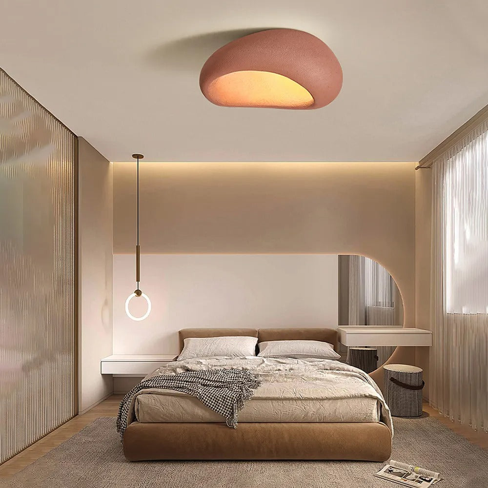 Wabi-Sabi Resin Ceiling Lamp for Japandi Bedroom Lighting