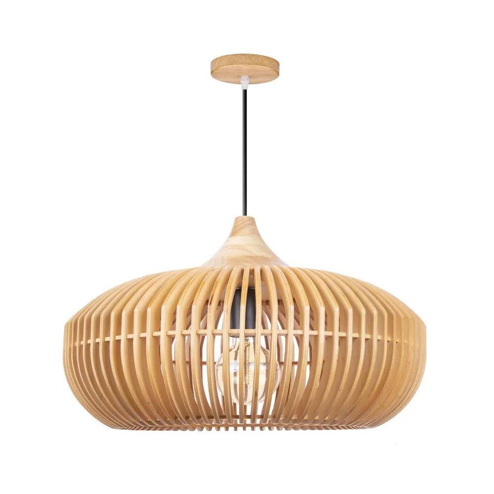 Retro Natural Wood Pendant Light Lampshade For Dining Room