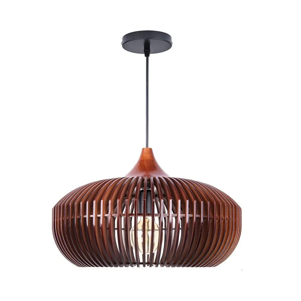 Retro Natural Wood Pendant Light Lampshade For Dining Room