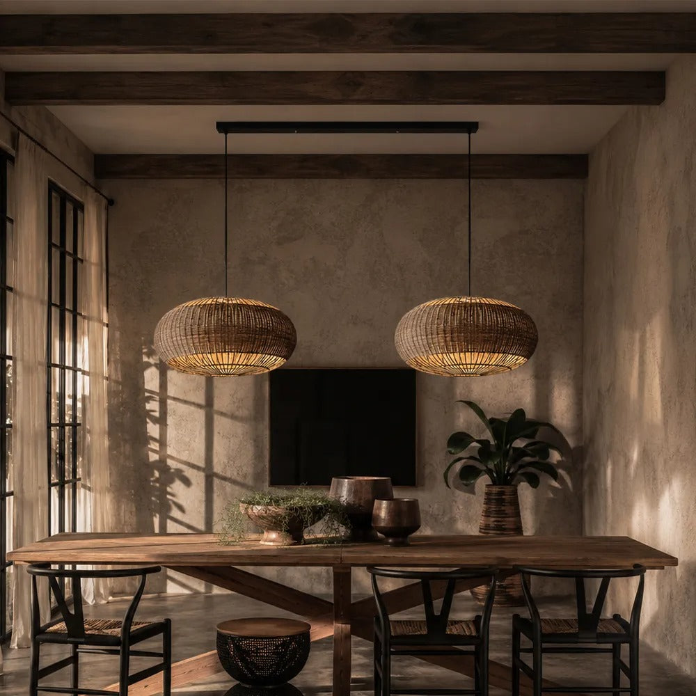 Coastal Rattan Kitchen Island Pendan Wabi-Sabi Natural Chandelier