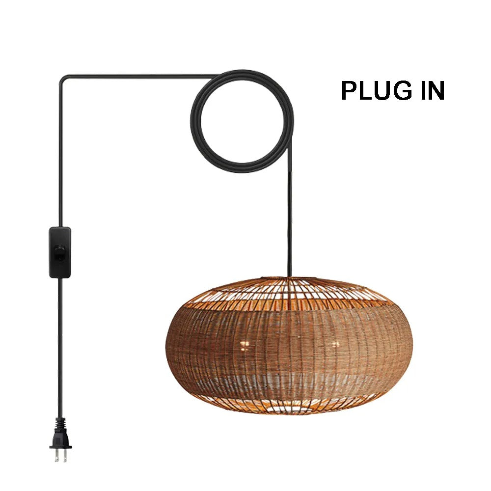 Coastal Rattan Kitchen Island Pendan Wabi-Sabi Natural Chandelier