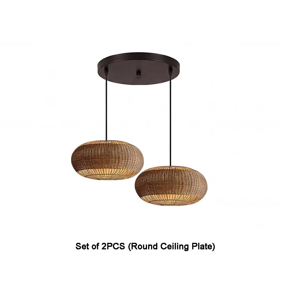 Coastal Rattan Kitchen Island Pendan Wabi-Sabi Natural Chandelier