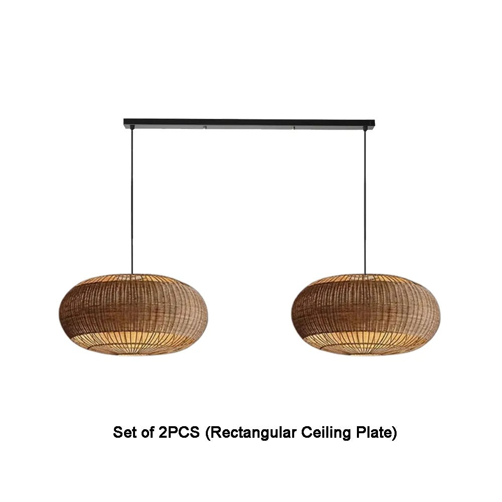 Coastal Rattan Kitchen Island Pendan Wabi-Sabi Natural Chandelier