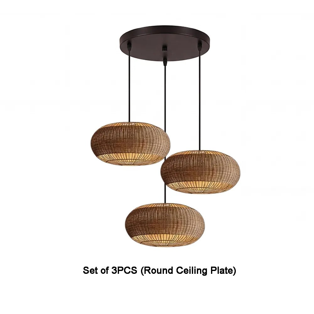 Coastal Rattan Kitchen Island Pendan Wabi-Sabi Natural Chandelier