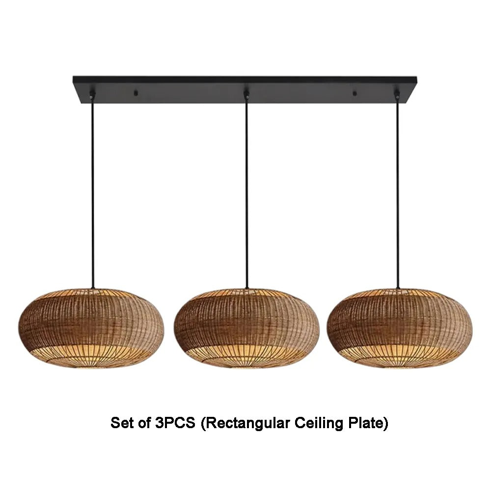 Coastal Rattan Kitchen Island Pendan Wabi-Sabi Natural Chandelier