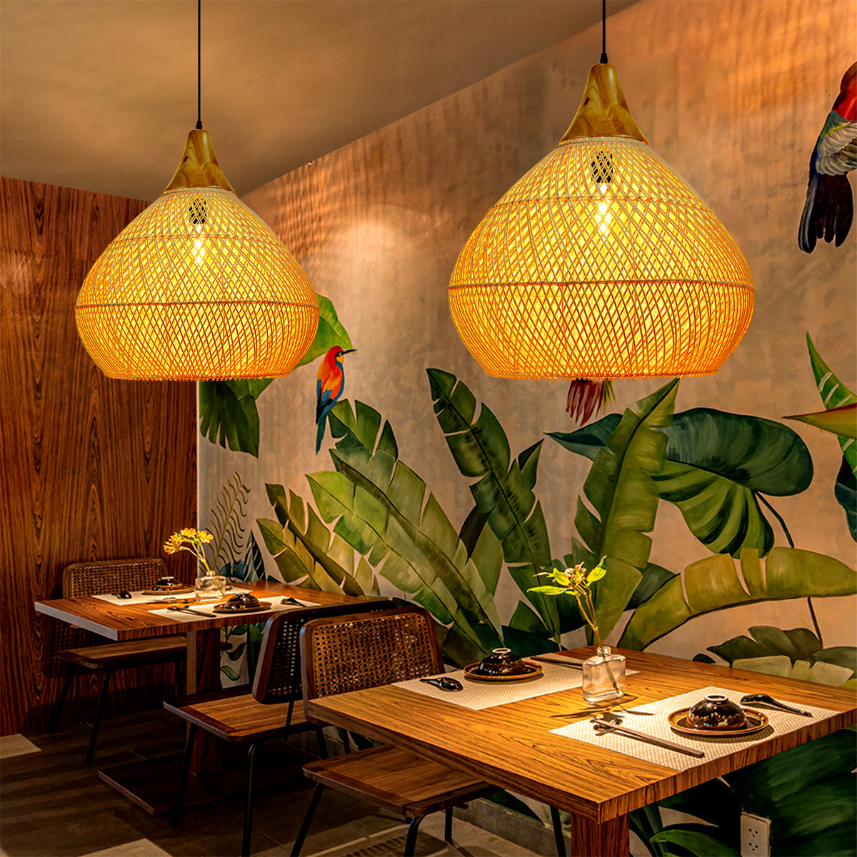 Wabi-sabi Rattan Pendant Lamp Handmade Weaving Chandelier