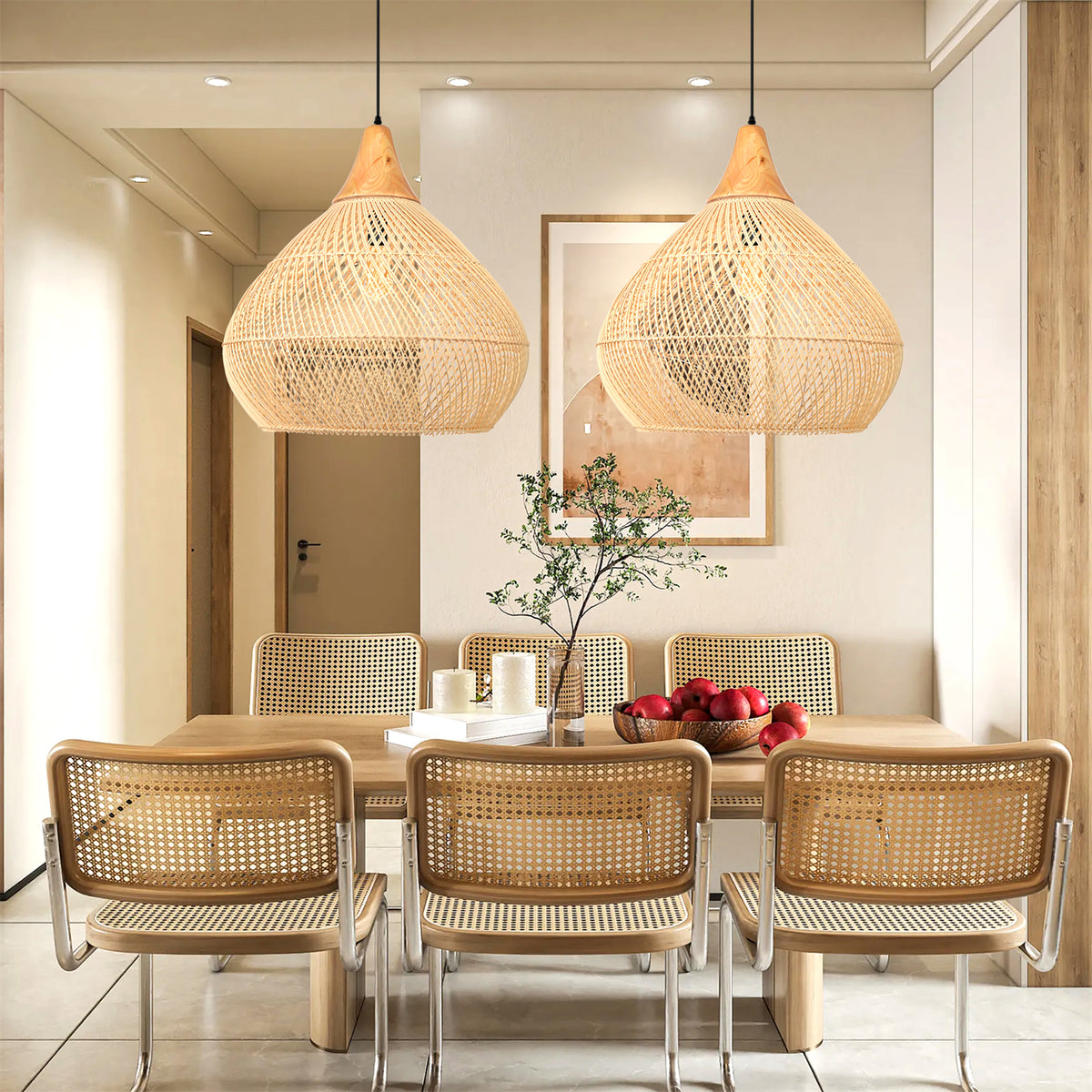 Wabi-sabi Rattan Pendant Lamp Handmade Weaving Chandelier